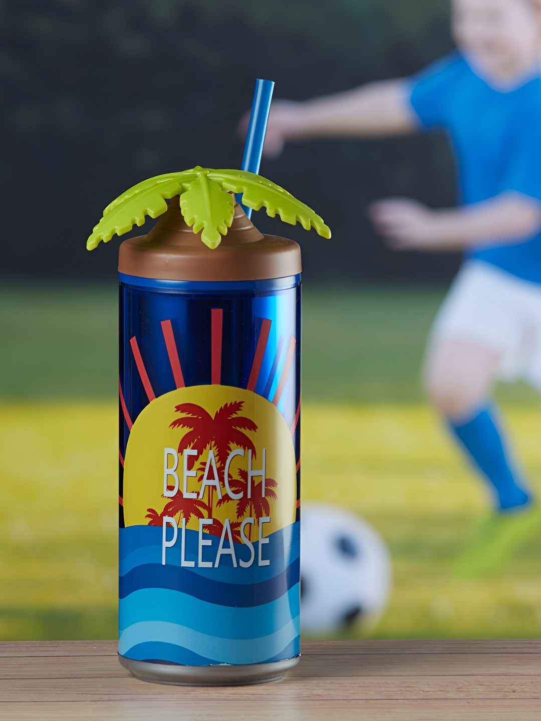 Kookee KT-009-A Blue Conversational Stainless Steel Single Wall Vacuum Tumbler - 275ml