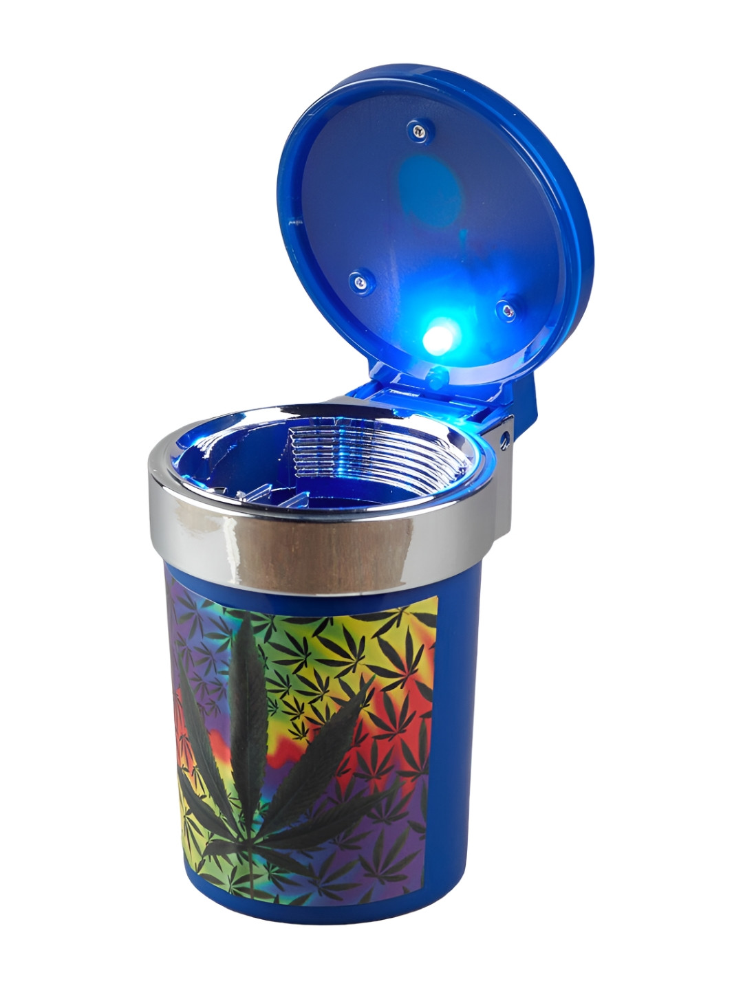 Kookee Blue Floral Printed Ash Tray With Lid & LED