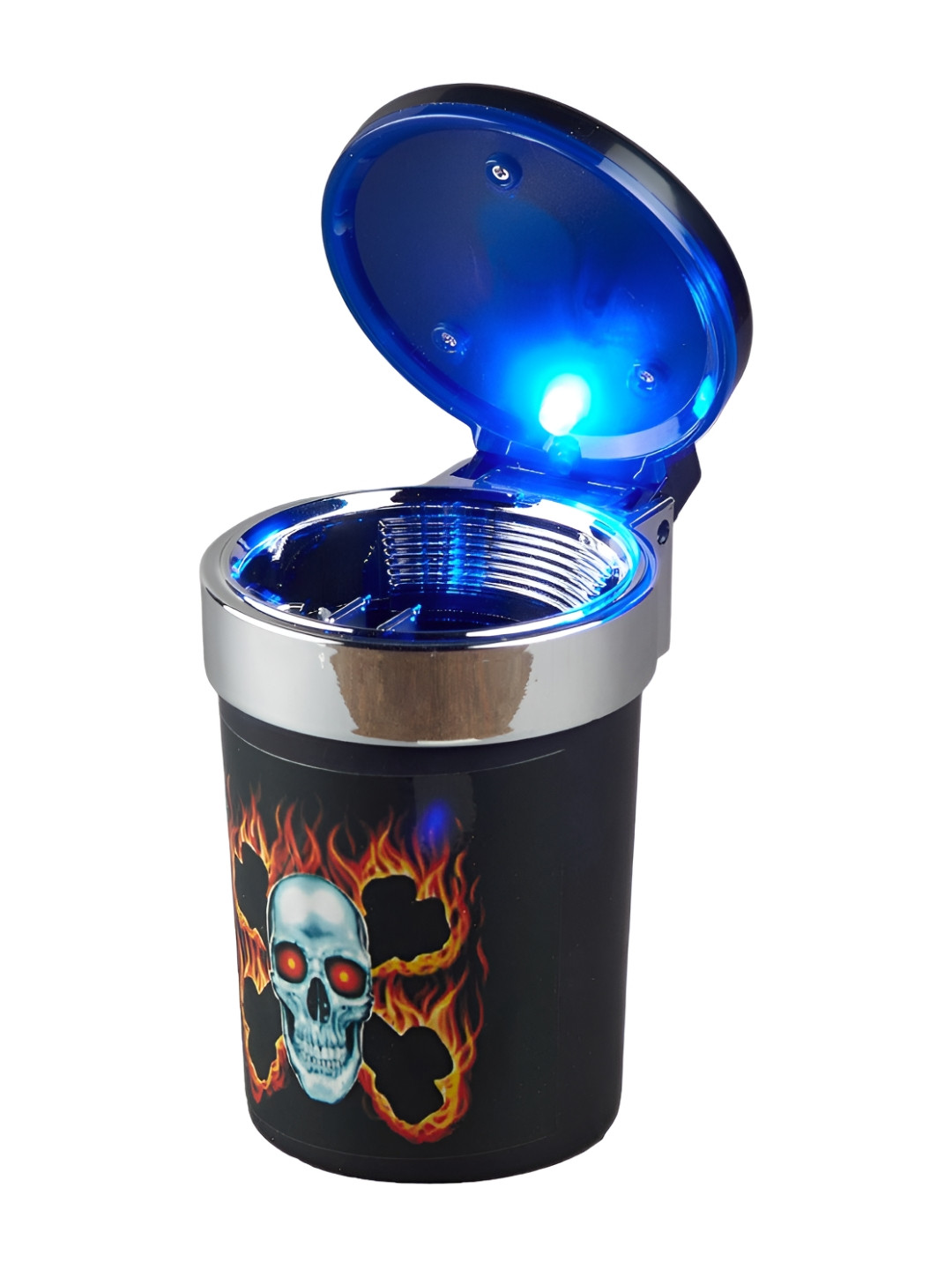 Kookee Black & Blue Printed Ash Tray Bucket With Lid