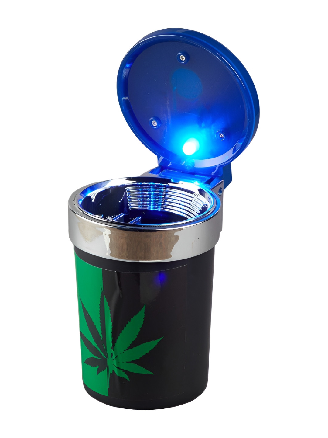 Kookee Black & Green Printed Ashtray Bucket With Lid & LED Bar Accessories