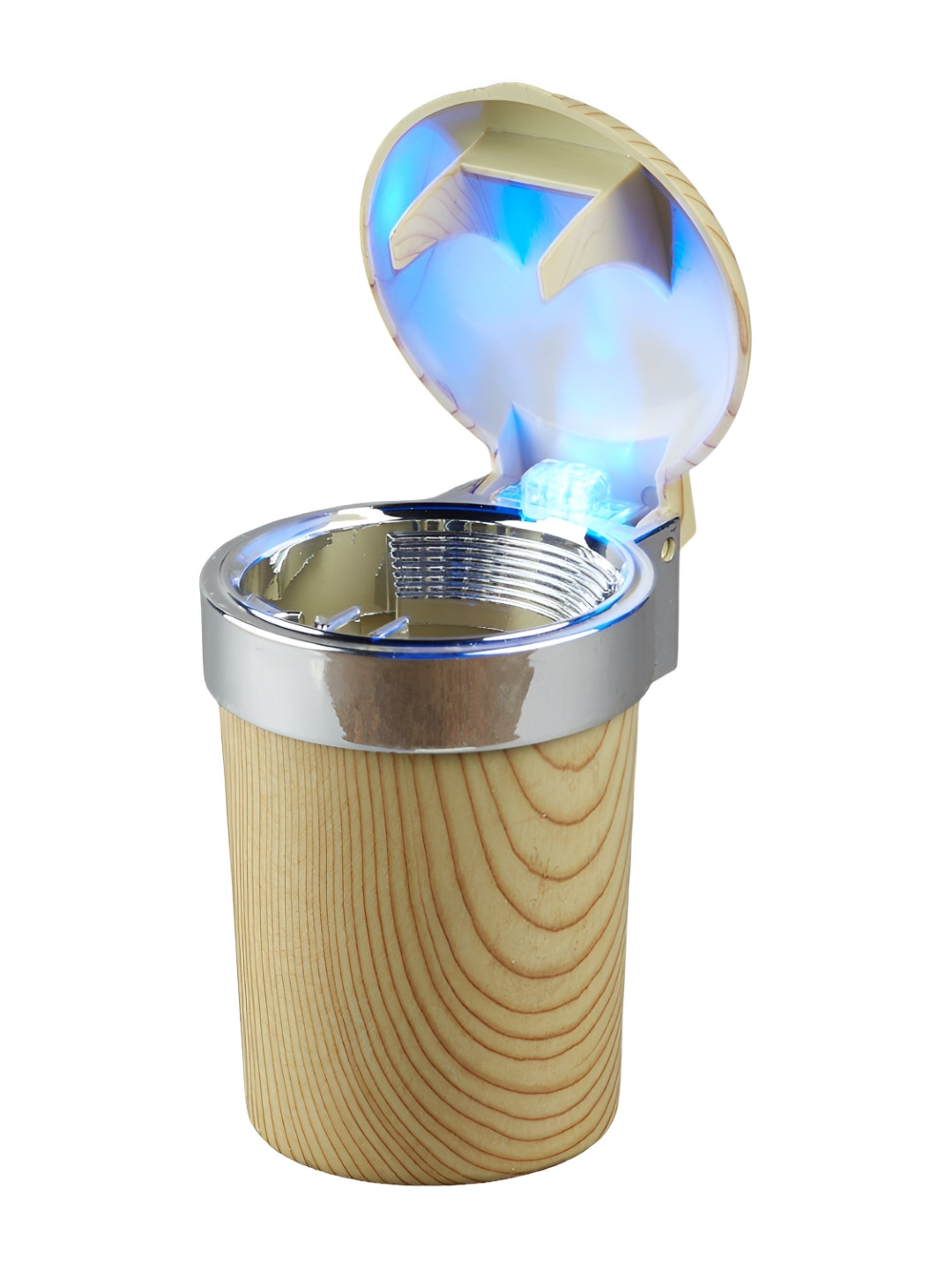 Kookee Beige & Silver Car Tin Ashtray Bucket