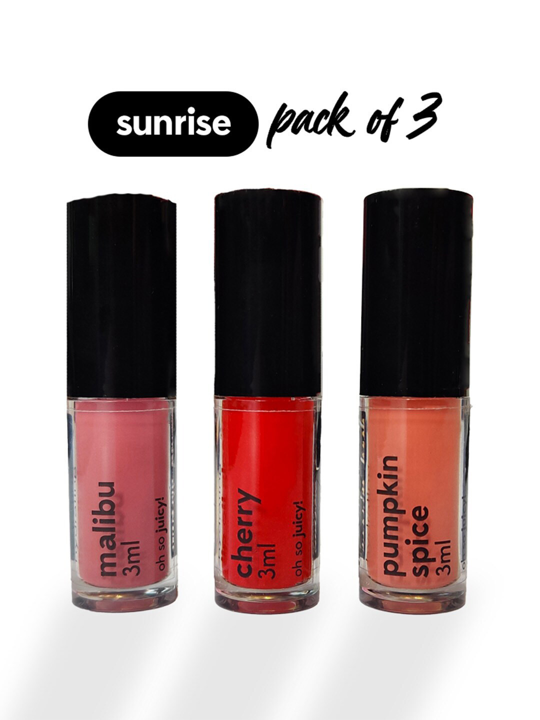 Ruby's Organics 3-Pcs Hydrating Mini Lip Gloss - 3ml Each - Sunrise