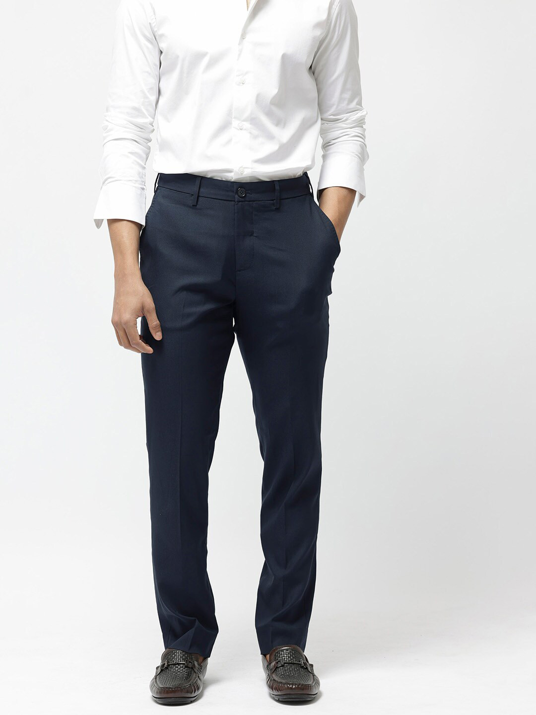 RARE RABBIT Men Glade-1 Mid-Rise Slim Fit Cotton Trouser