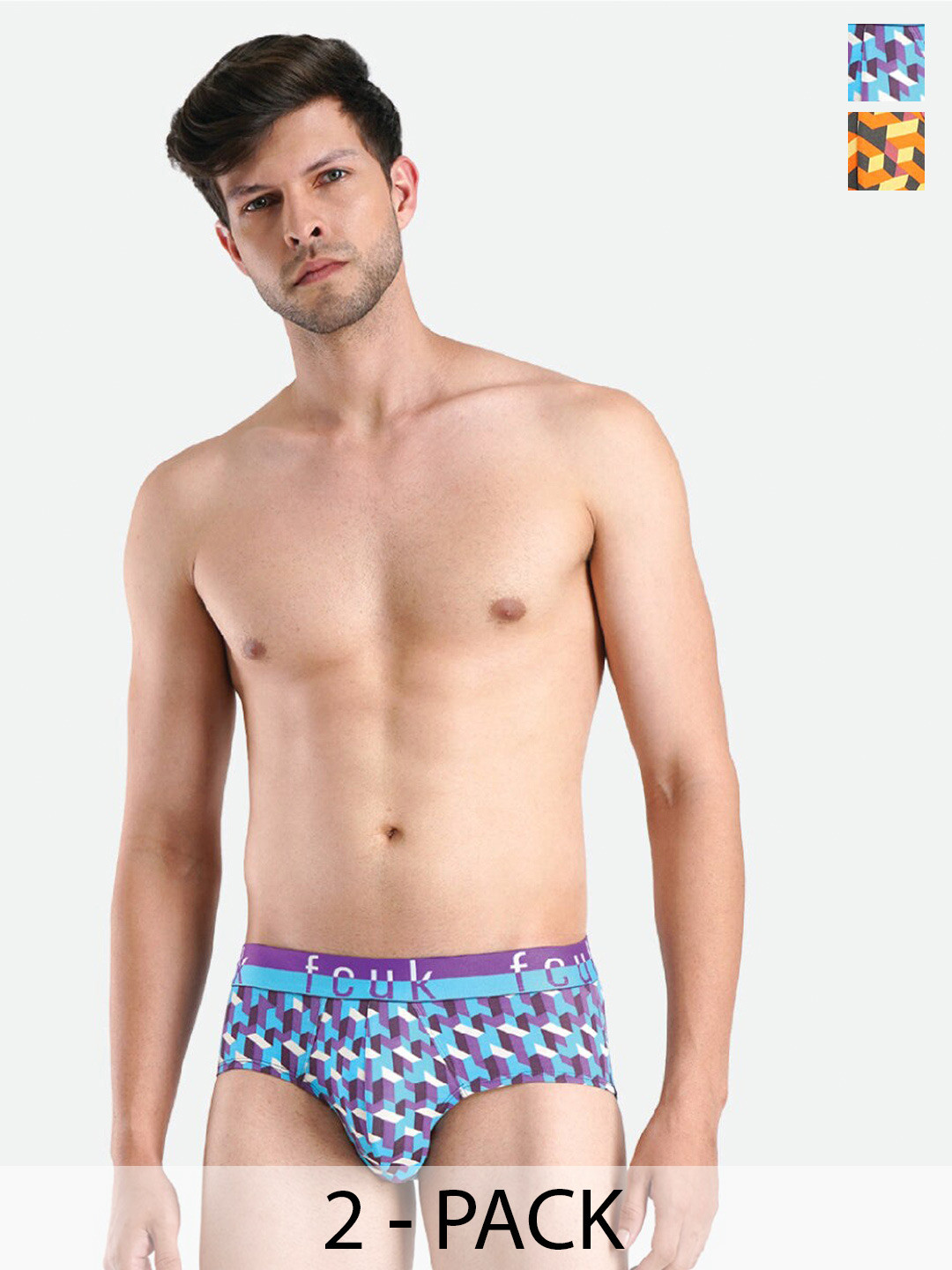 FCUK Pack Of 2 Printed Antibacterial Modal Hipster Briefs DOV-B-02-AMP-ORTRAOP