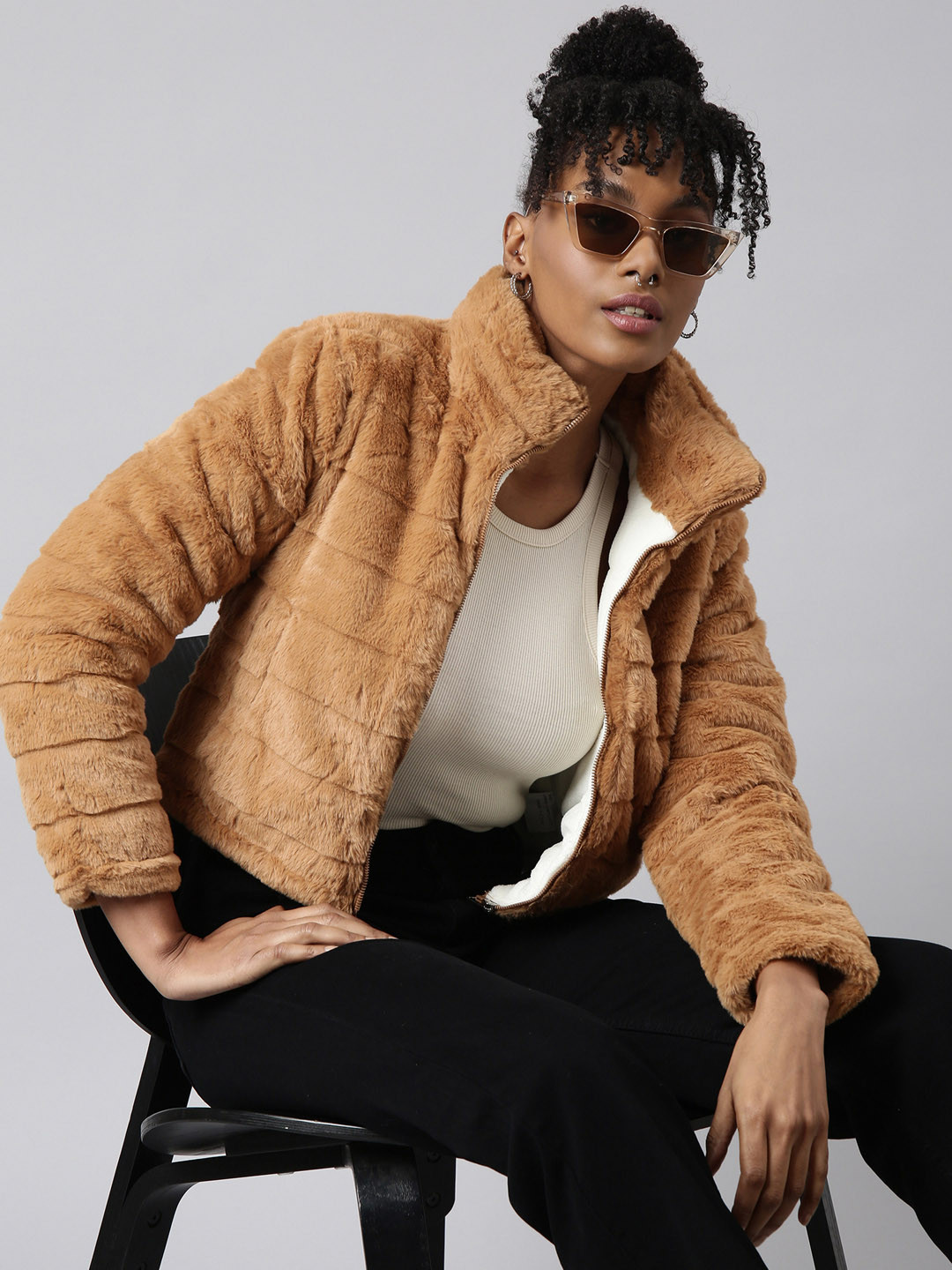 SHOWOFF Windcheater Mock Collar Open Front Jacket