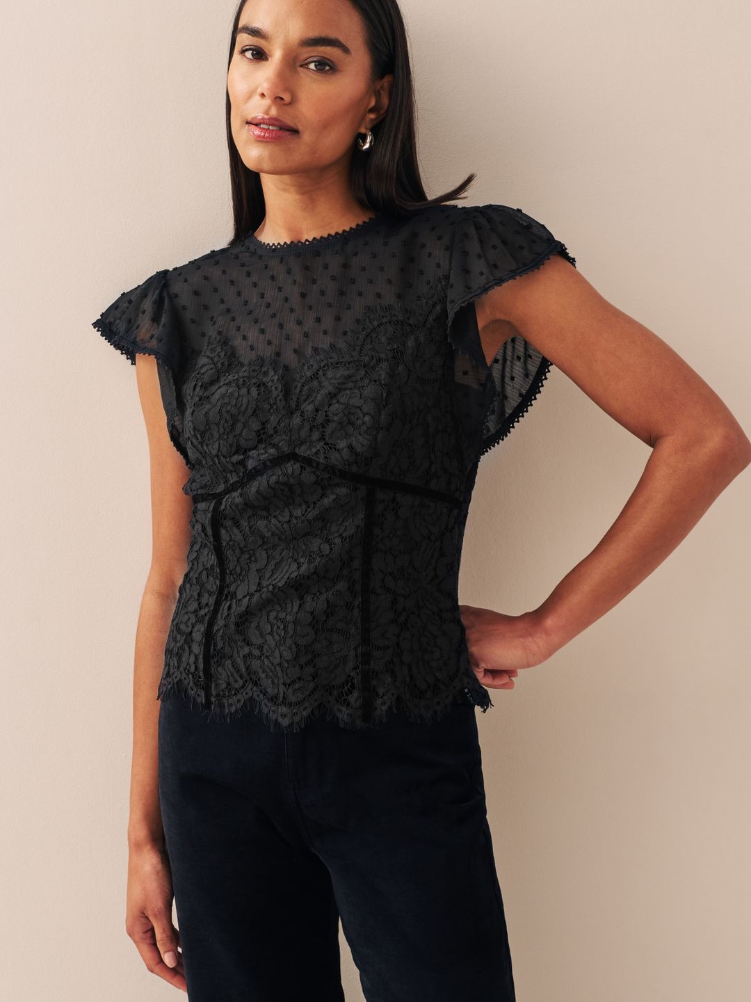 NEXT Cape Sleeve Lace Dobby Top