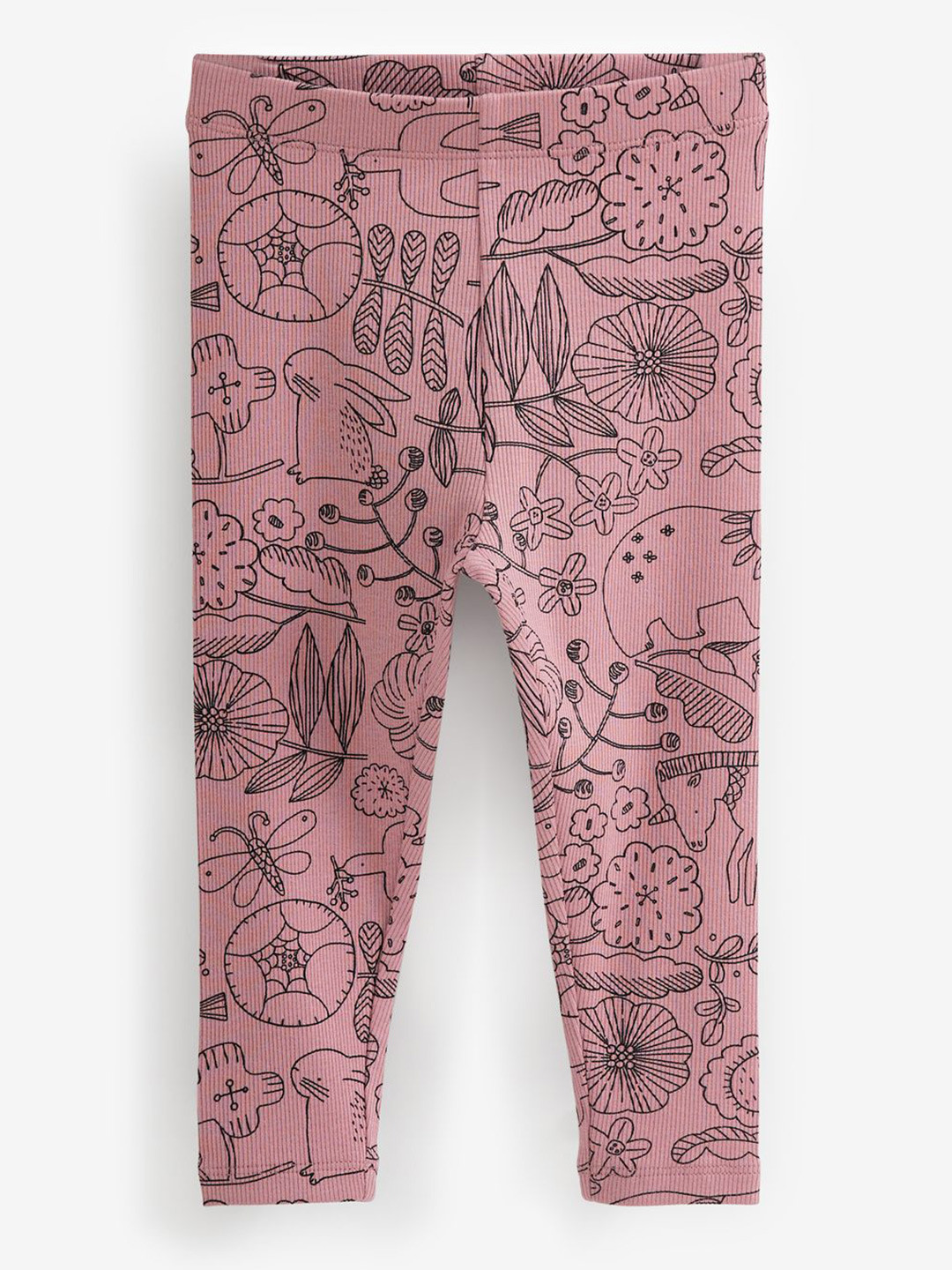NEXT Girls Ribbed Printed Leggings