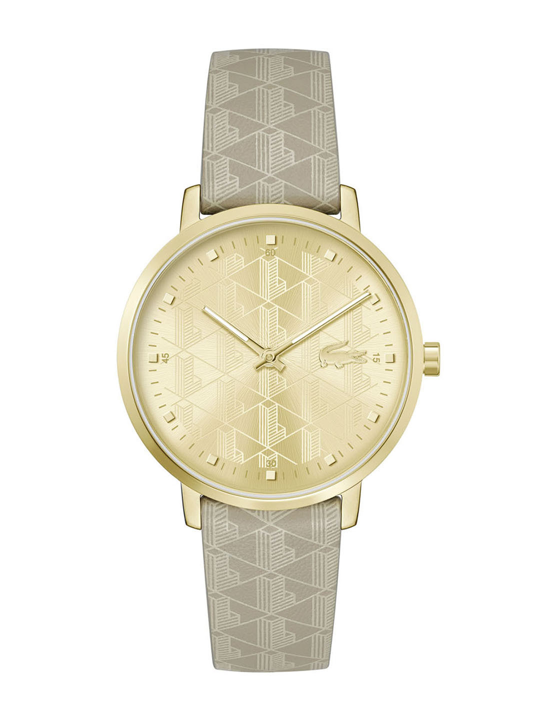 Lacoste Women Crocorigin Printed Leather Analogue Watch 2001357-Beige