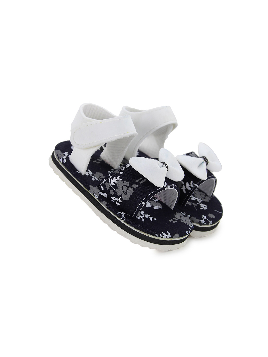 BAESD Infant Girls Musical Printed Bow Detailed Open Toe Flats