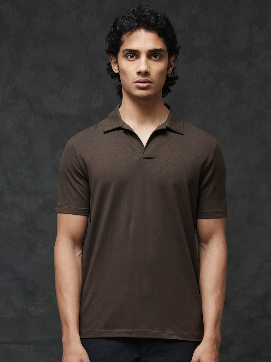 RARE RABBIT Men Krib-2 Spread Collars Cotton Slim Fit T-Shirt