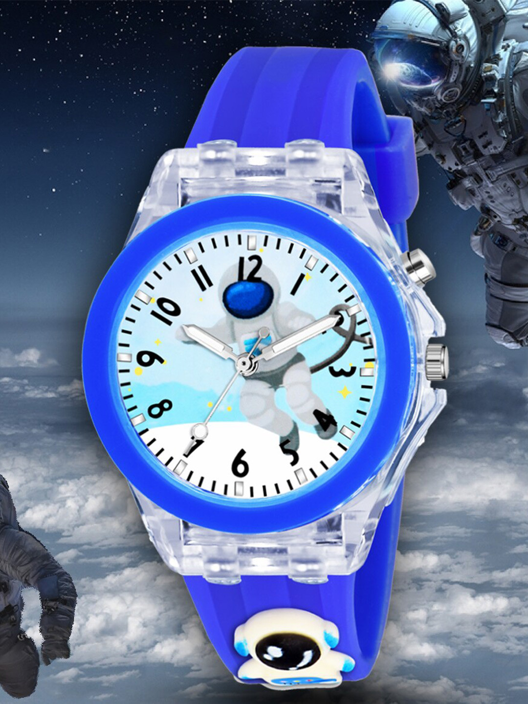 WANTON Unisex Printed Dial & Textured Straps Analogue Watch KD-01 Blue Astronaut