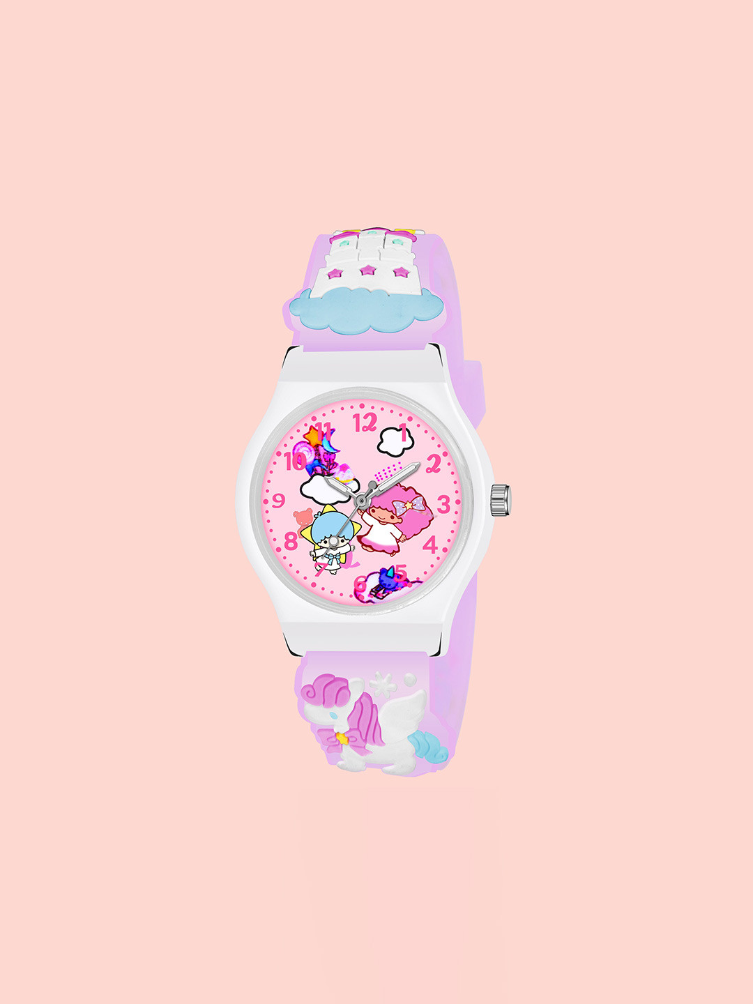 WANTON Unisex Printed Dial & Textured Straps Analogue Watch KD-4 Purple Unicorn