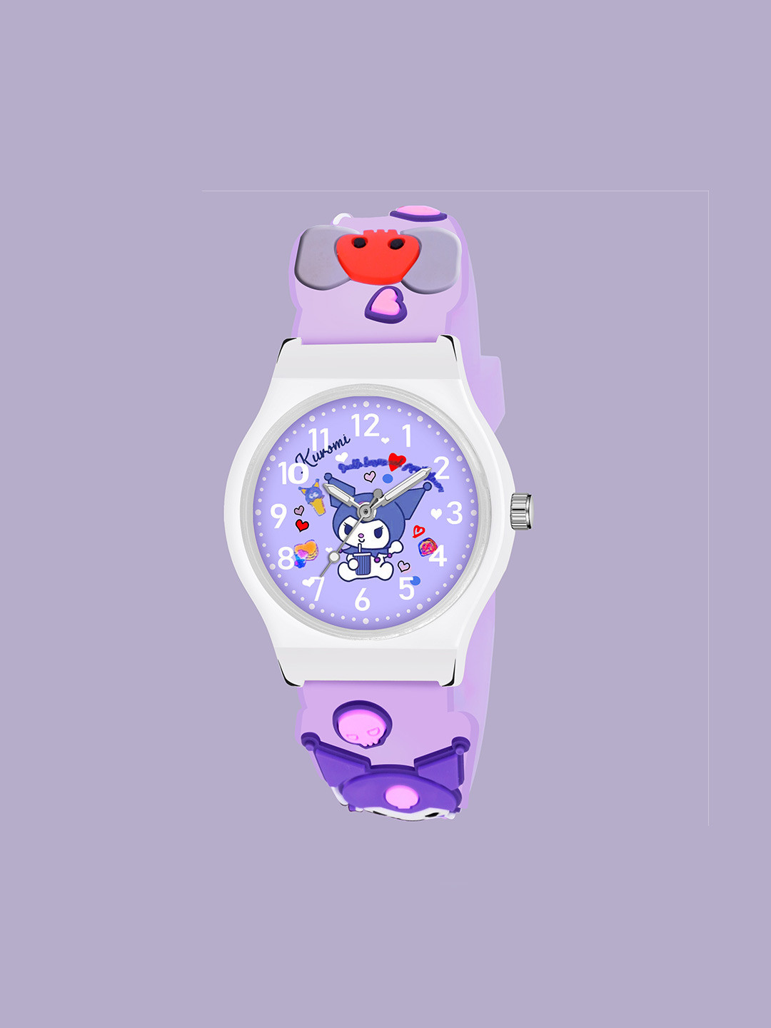 WANTON Unisex Printed Dial & Textured Straps Analogue Watch KD-4 Purple Allien