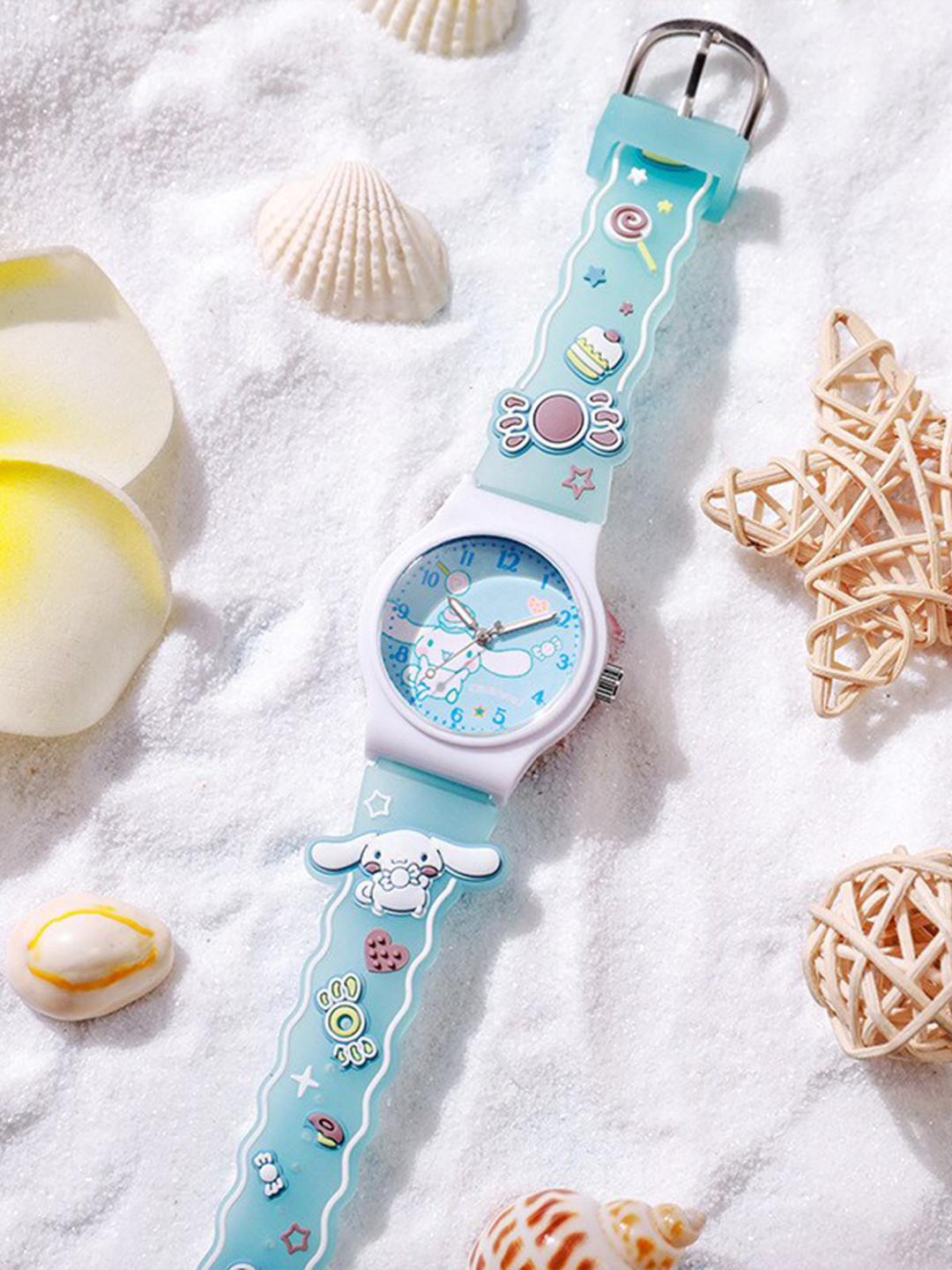 WANTON Unisex Printed Dial & Textured Straps Analogue Watch KD-4 Skyblue Rabbit
