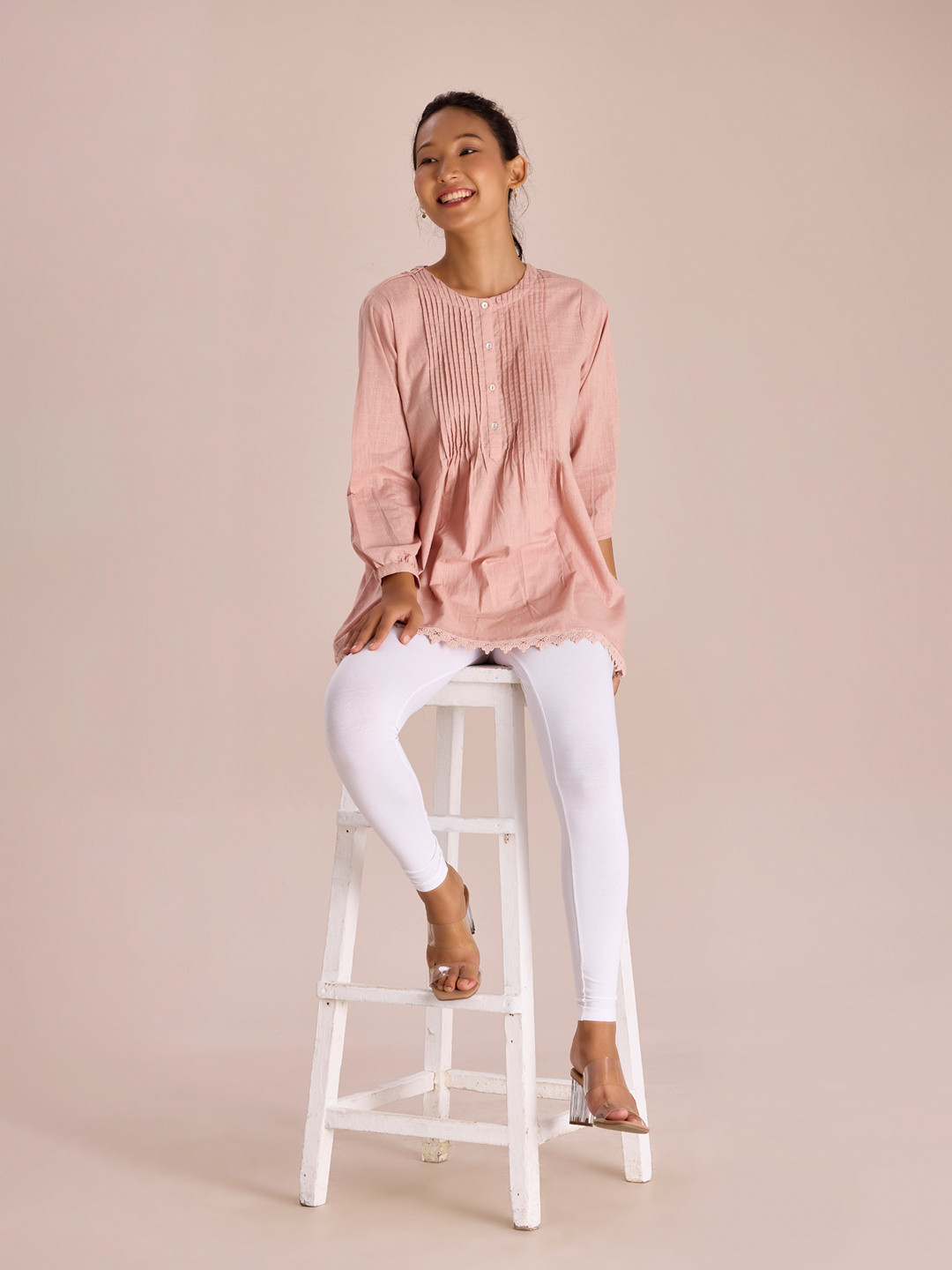 Go Colors Women White Solid Ankle-Length Leggings