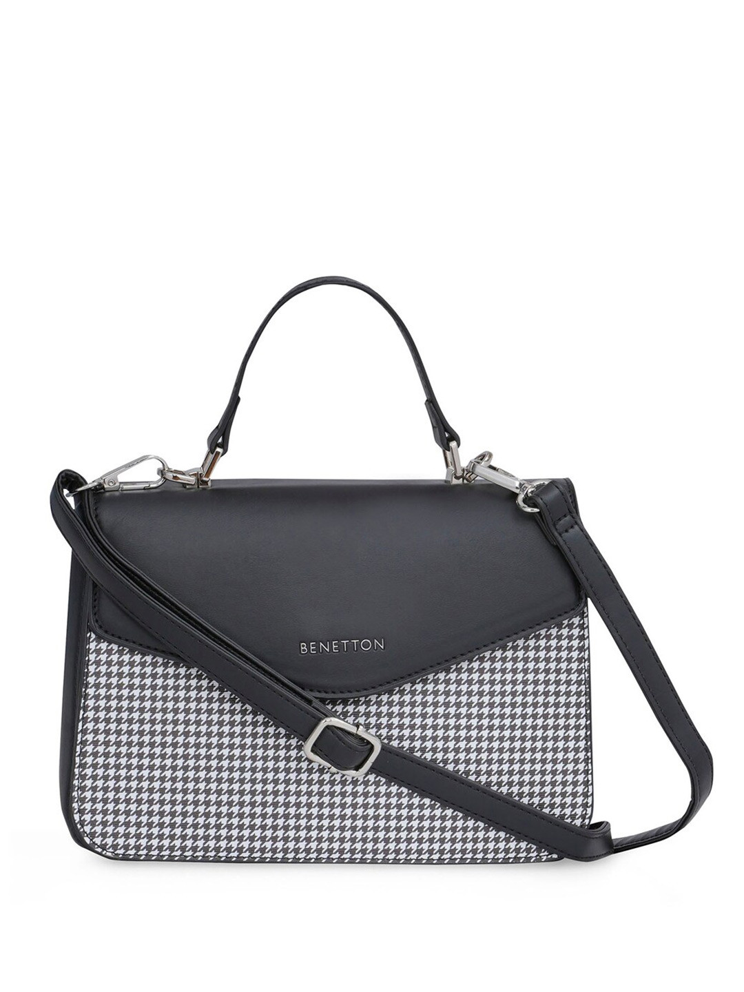 United Colors of Benetton Conversational Printed PU Structured Satchel