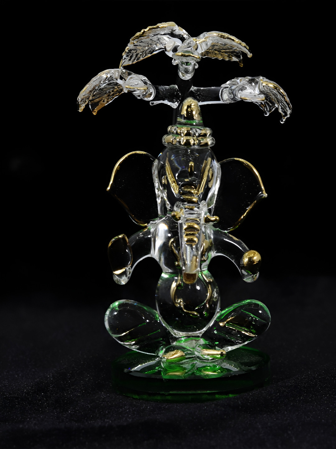 NMII Ganesh Ji Transparent Glass Glossy Prayer Room Medium Showpiece - 4.1 Inches