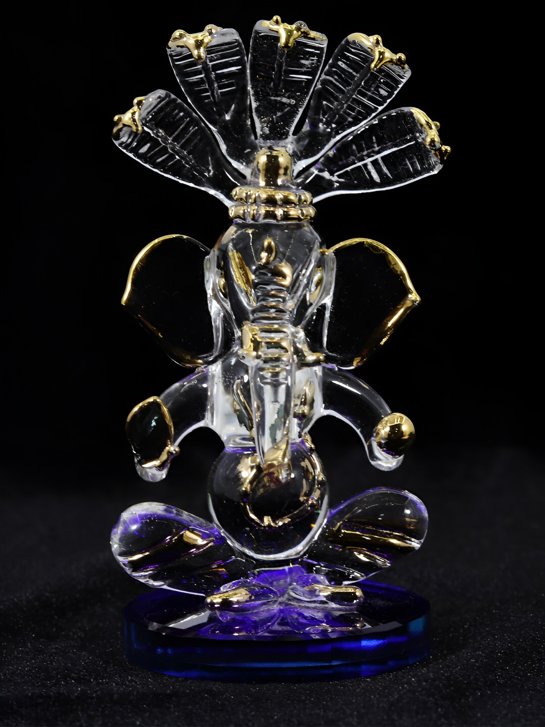 NMII Ganesh Ji Transparent Glass Glossy Prayer Room Medium Showpiece - 3.9 Inches