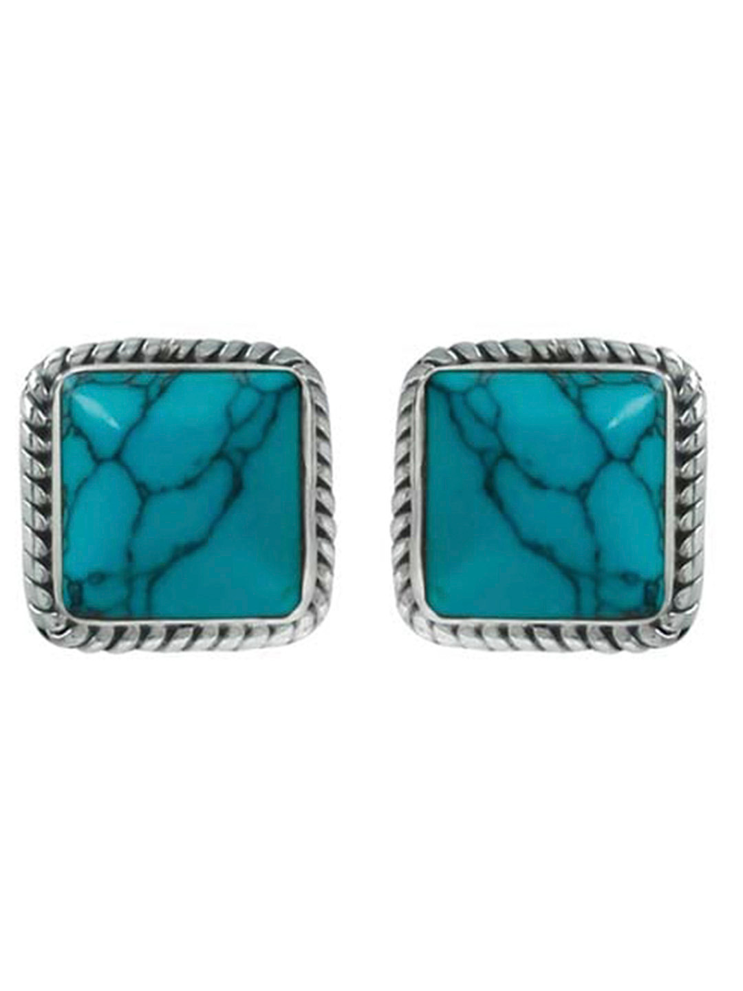 Abhooshan Sterling Silver Turquoise Contemporary Studs Earrings