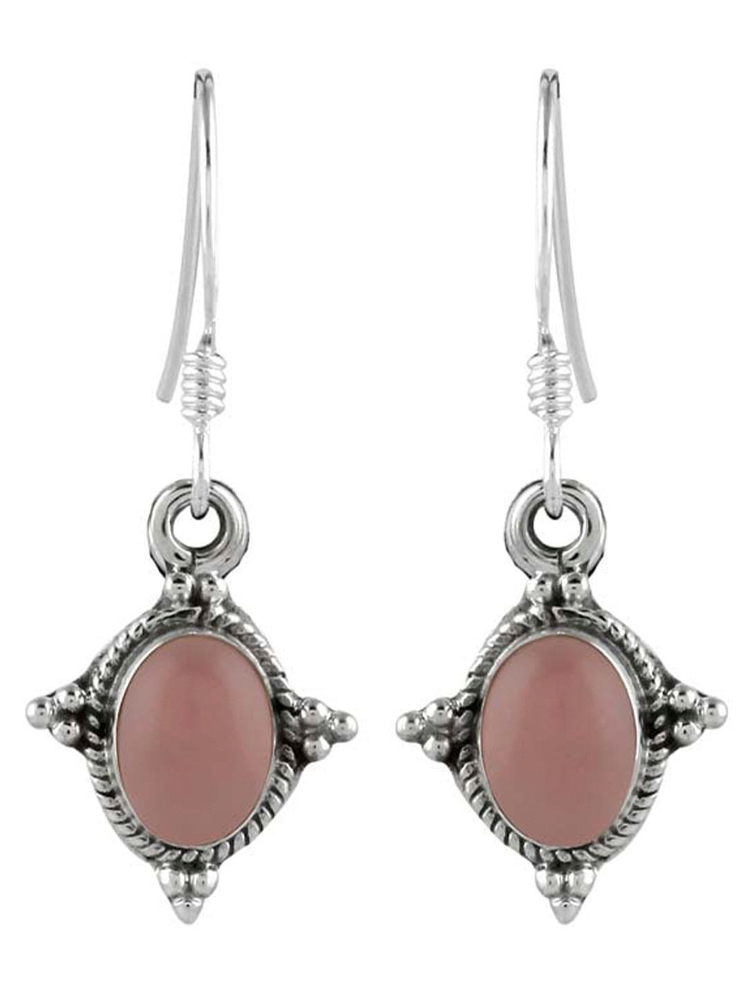 Abhooshan Oxidised Sterling Silver Quartz Drop Earrings