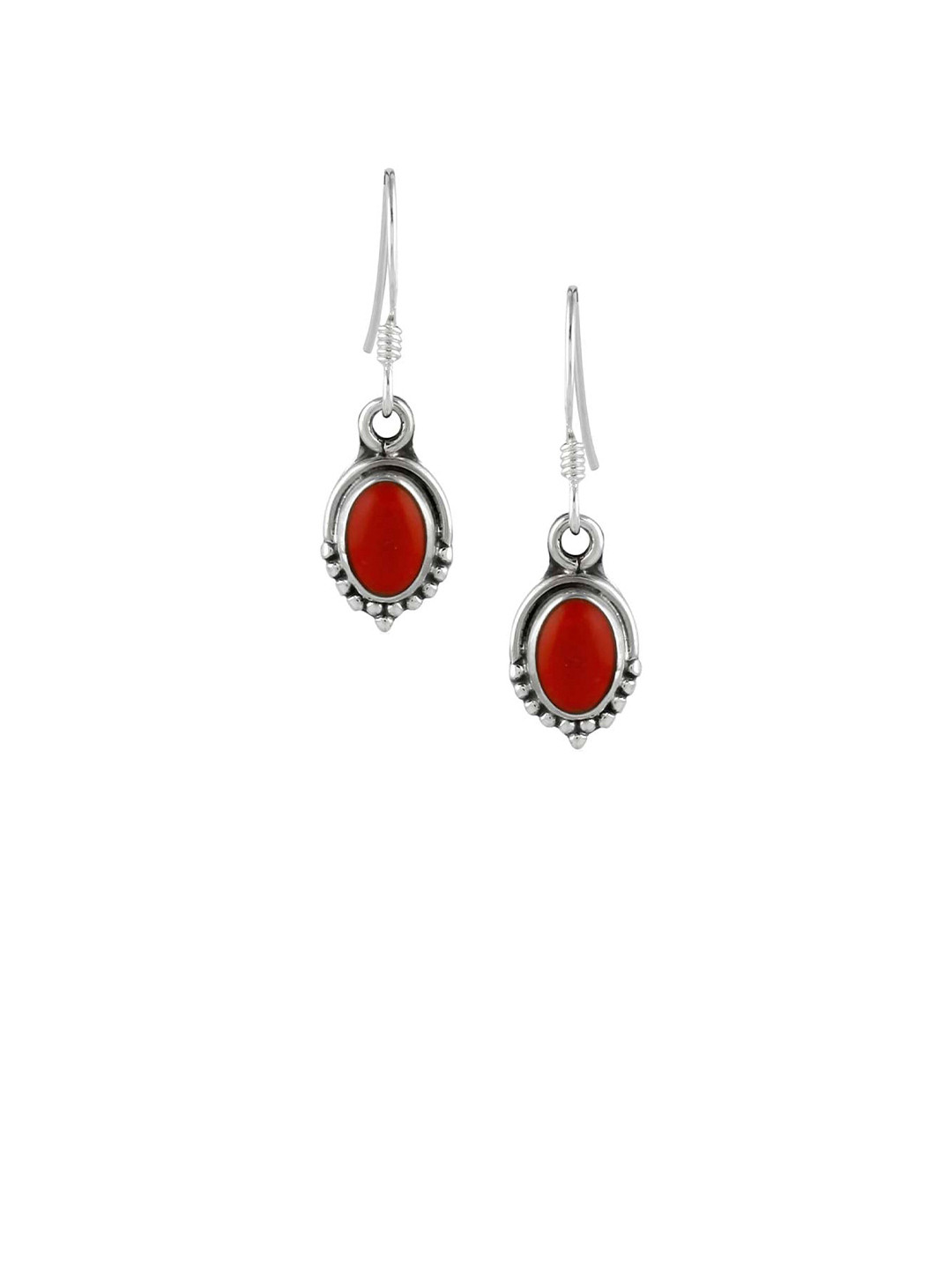 Abhooshan 92.5 Sterling Silver Coral Studded Drop Earrings
