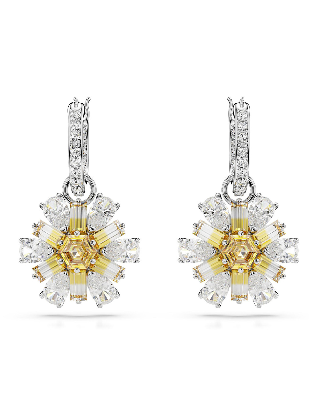 SWAROVSKI Idyllia Floral Design Stone Studded Rhodium Plated Drop Earrings