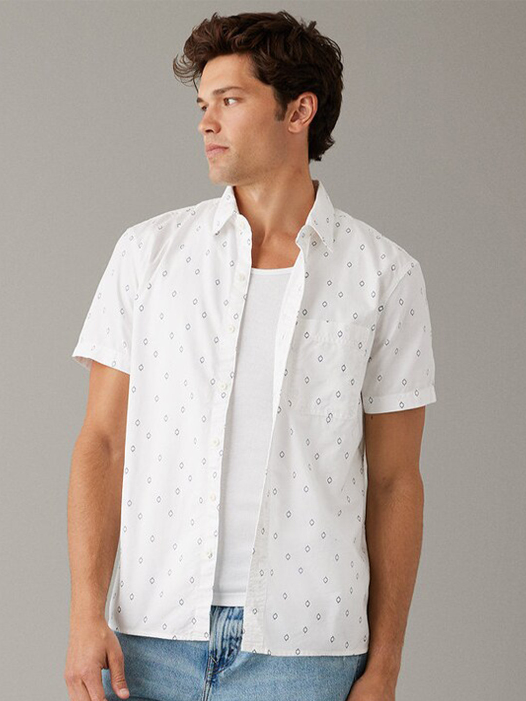 AMERICAN EAGLE OUTFITTERS Geometric Printed Opaque Cotton Casual Shirt