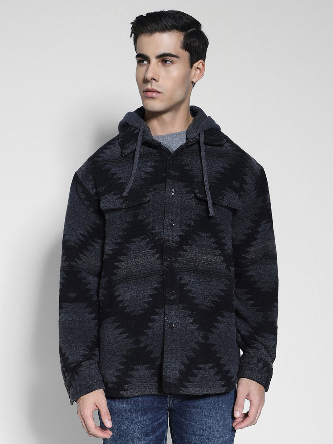 AMERICAN EAGLE OUTFITTERS Hood Opaque Casual Shirt