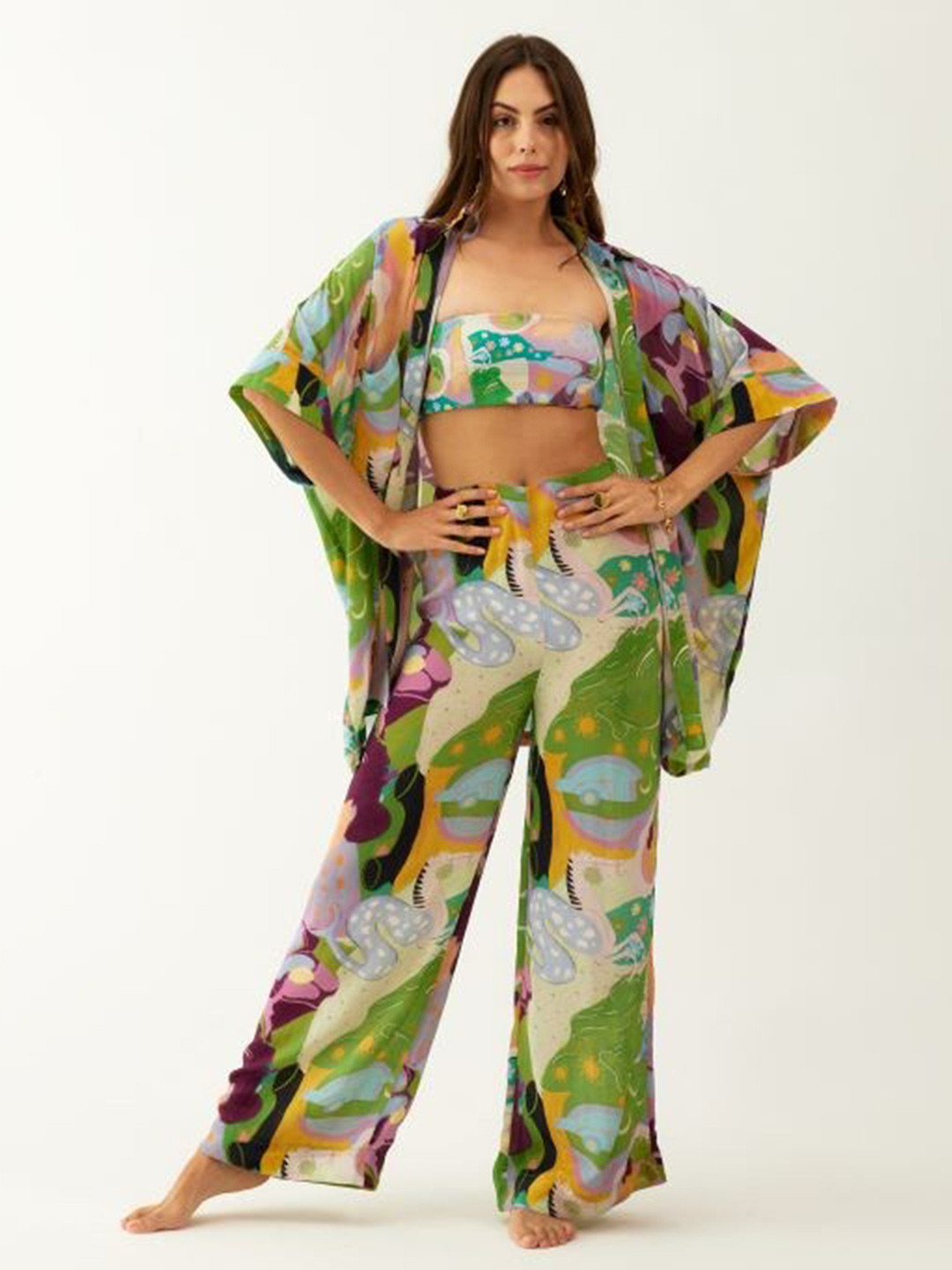 Tizzi Abstract Printed Swimwear Cover Up Shirt