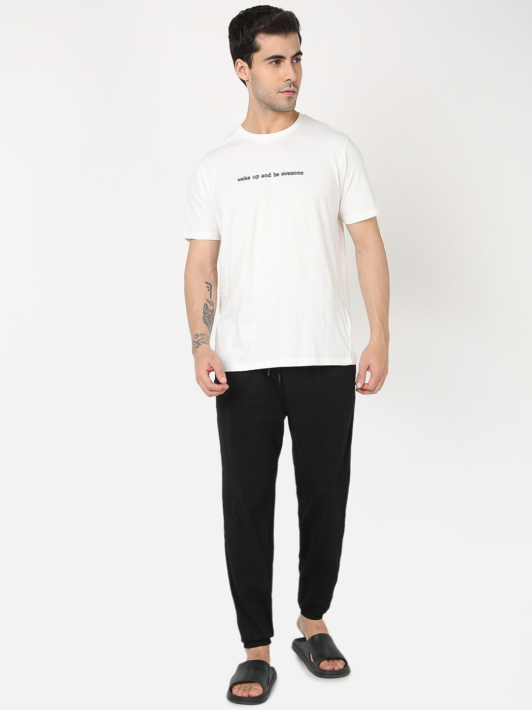 R&B Typography Printed Pure Cotton T-Shirt With Jogger