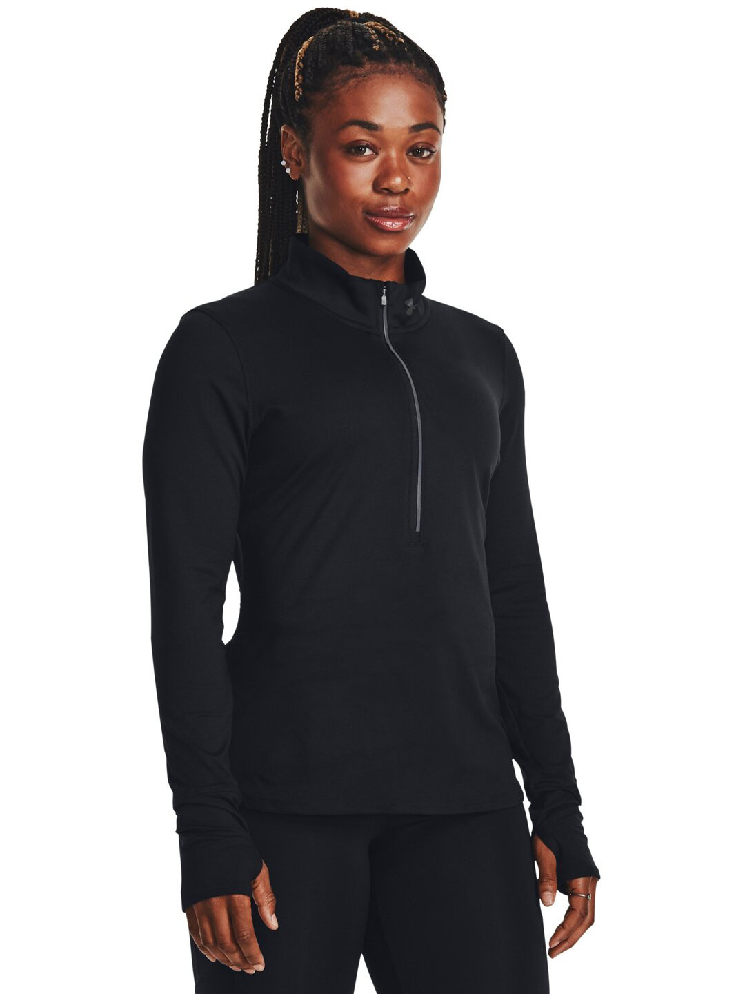 UNDER ARMOUR Qualifier Run High Neck Half Zipper Slim-Fit T-shirt