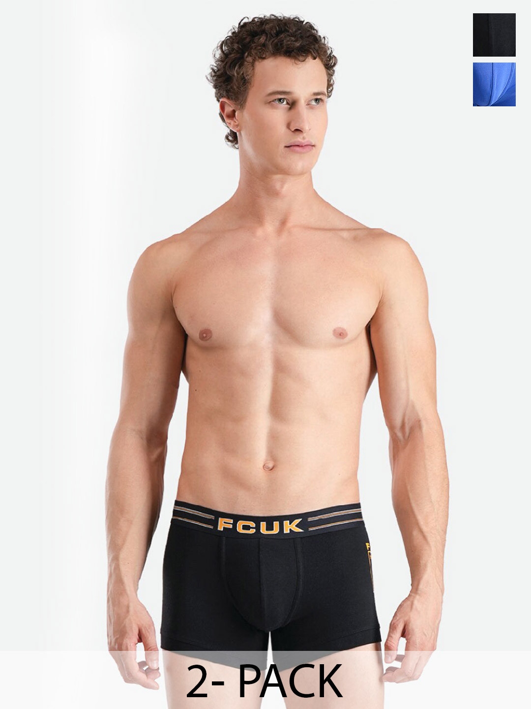 FCUK Pack Of 2 Antimicrobial Trunks GAL-T-02-DZBL-JTBLK