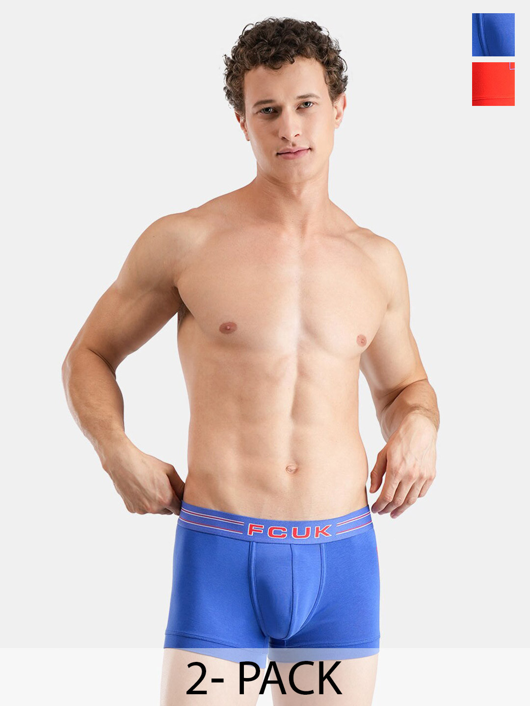 FCUK Pack Of 2 Cotton Antimicrobial Trunks GAL-T-02-DZBL-FRD