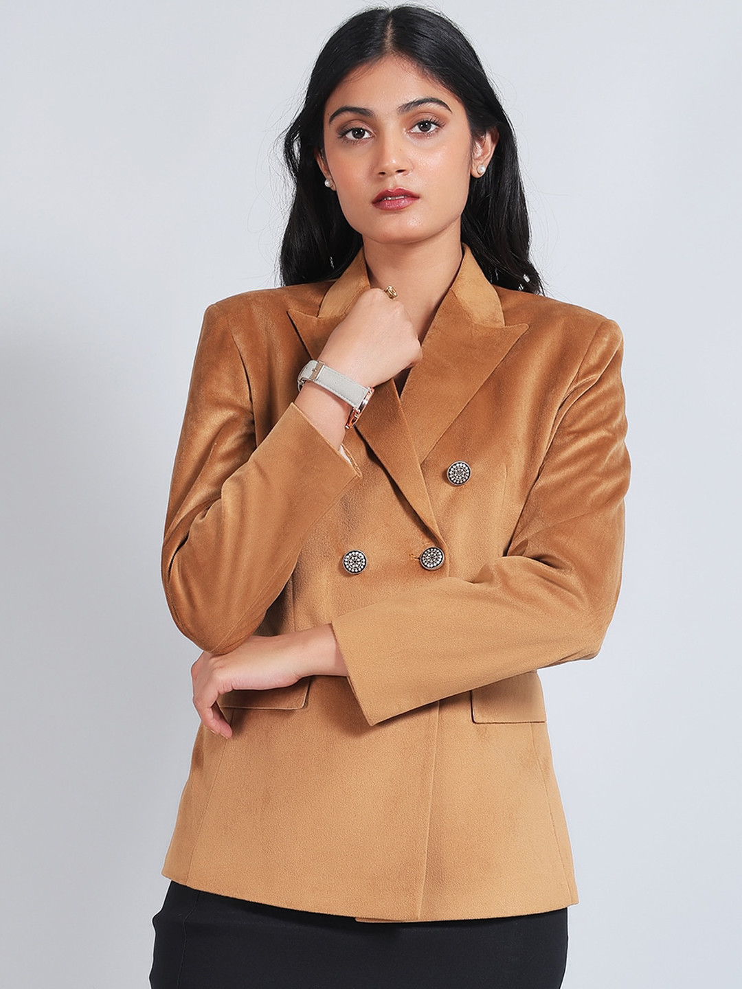 Talethread Double-Breasted Cotton Velvet Blazer