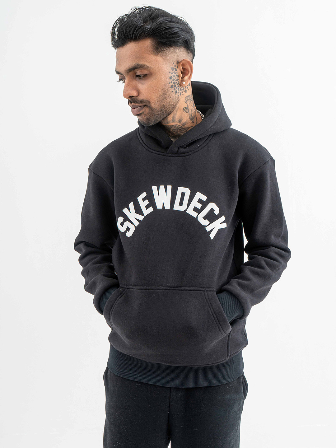 Skewdeck Typography Printed Hooded Cotton Pullover