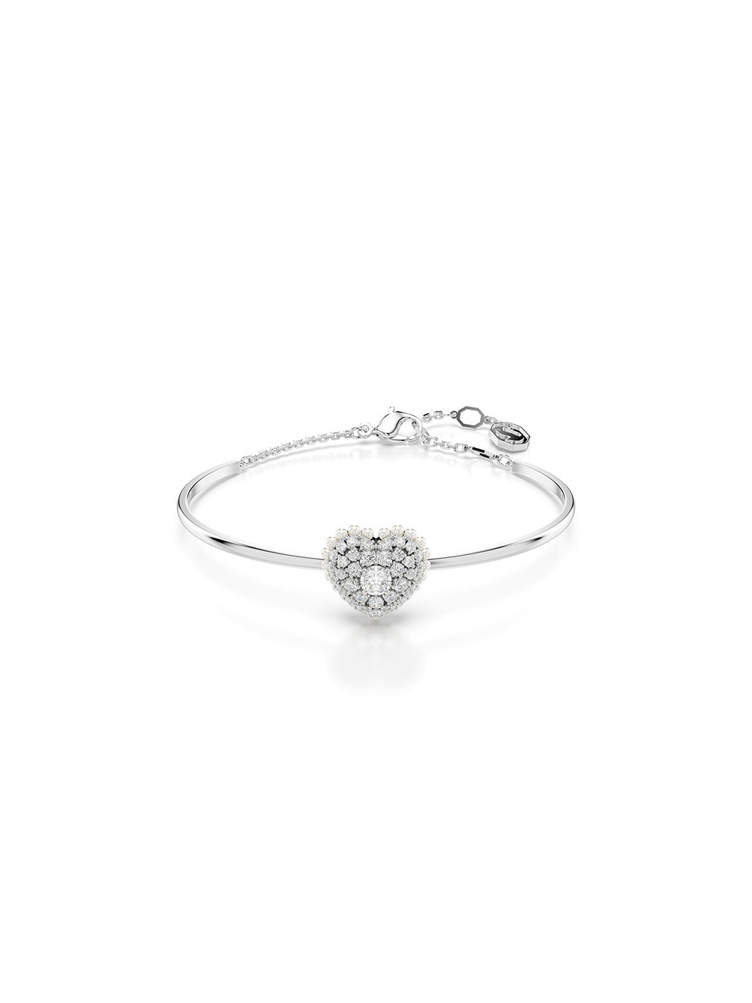 Swarovski Rhodium Plated Idyllia Heart Shaped Bangle