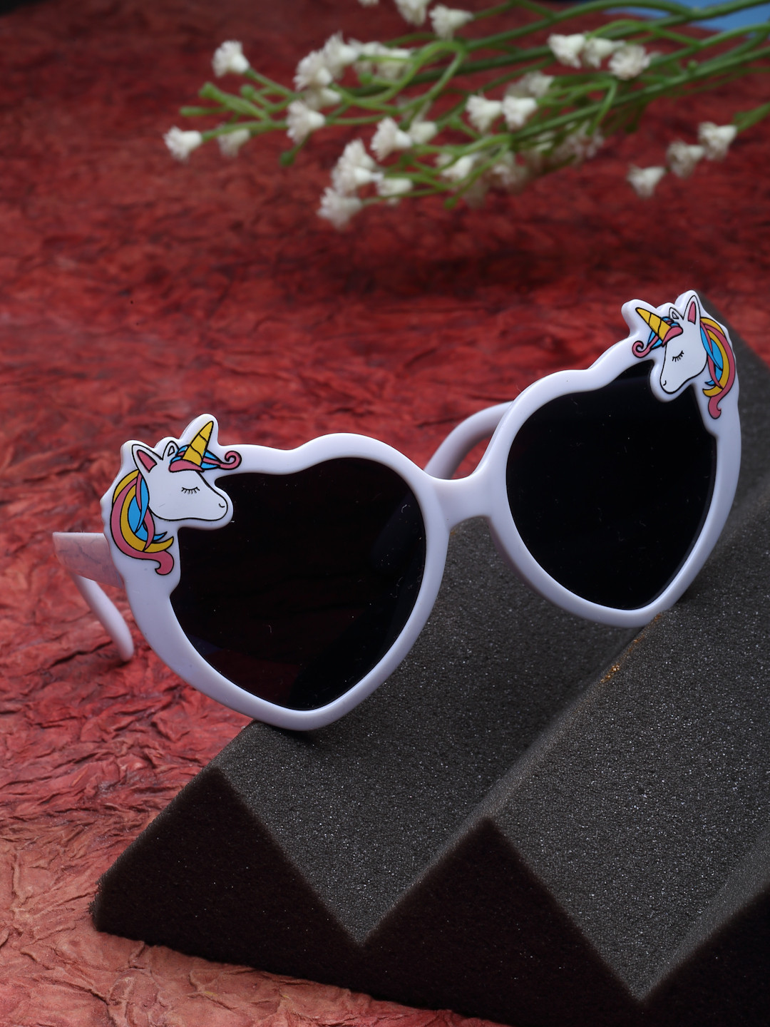 Stoln Girls Heart Shaped Unicorn White UV Protected Sunglasses