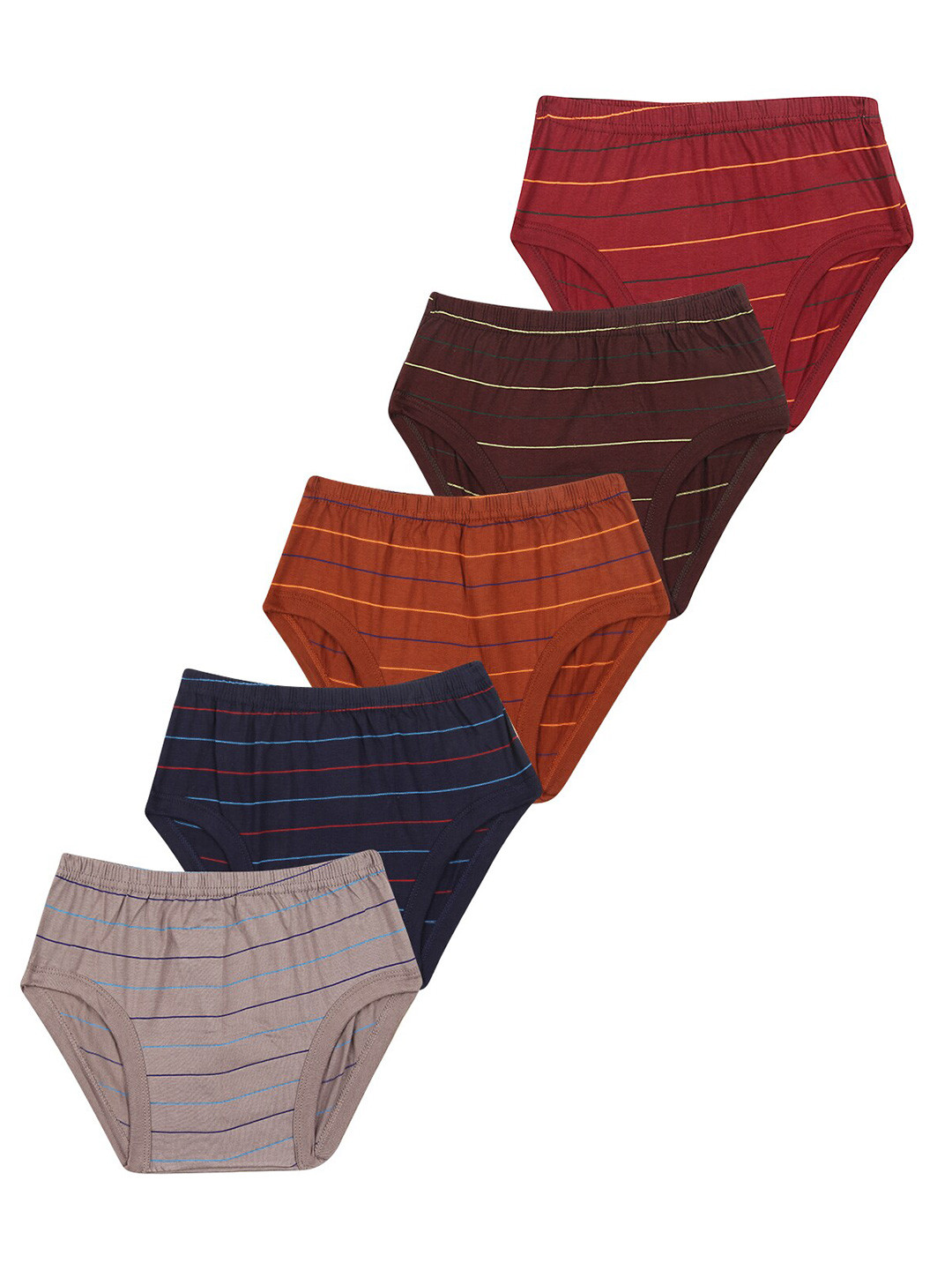 YELLOWDELIGHT Girls Pack of 5 Striped Cotton Hipster Briefs