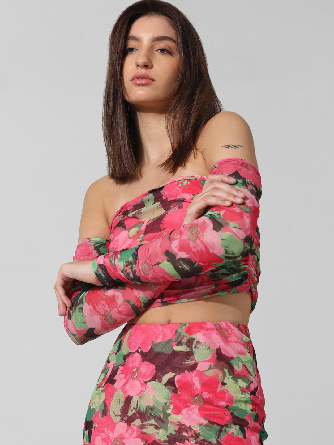 ONLY Floral Printed One Shoulder Tube Top