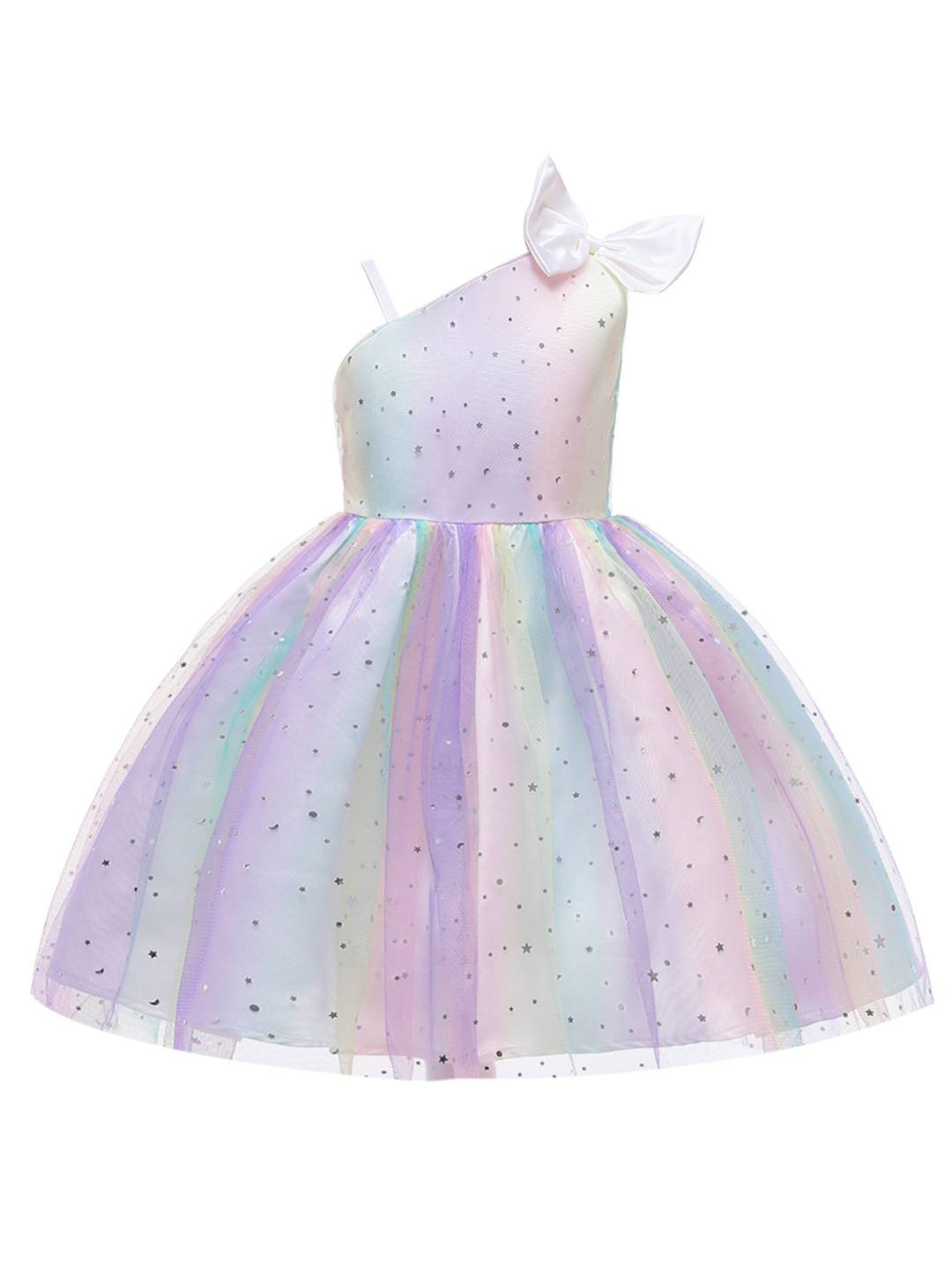 StyleCast Shoulder Straps Embellished Semi Sheer Print Fit & Flare Dress