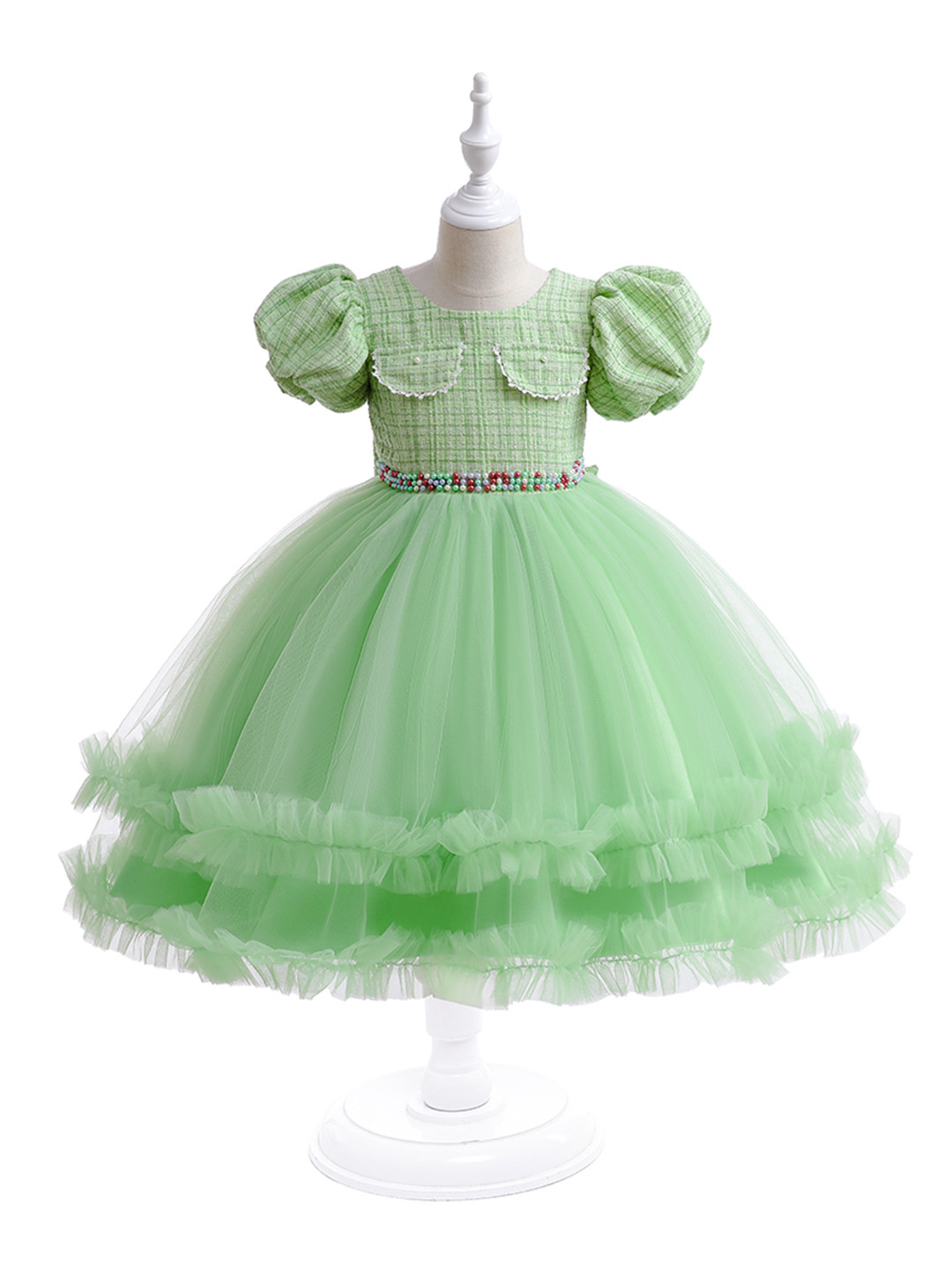 StyleCast Green Layered Fit & Flare Party Dress