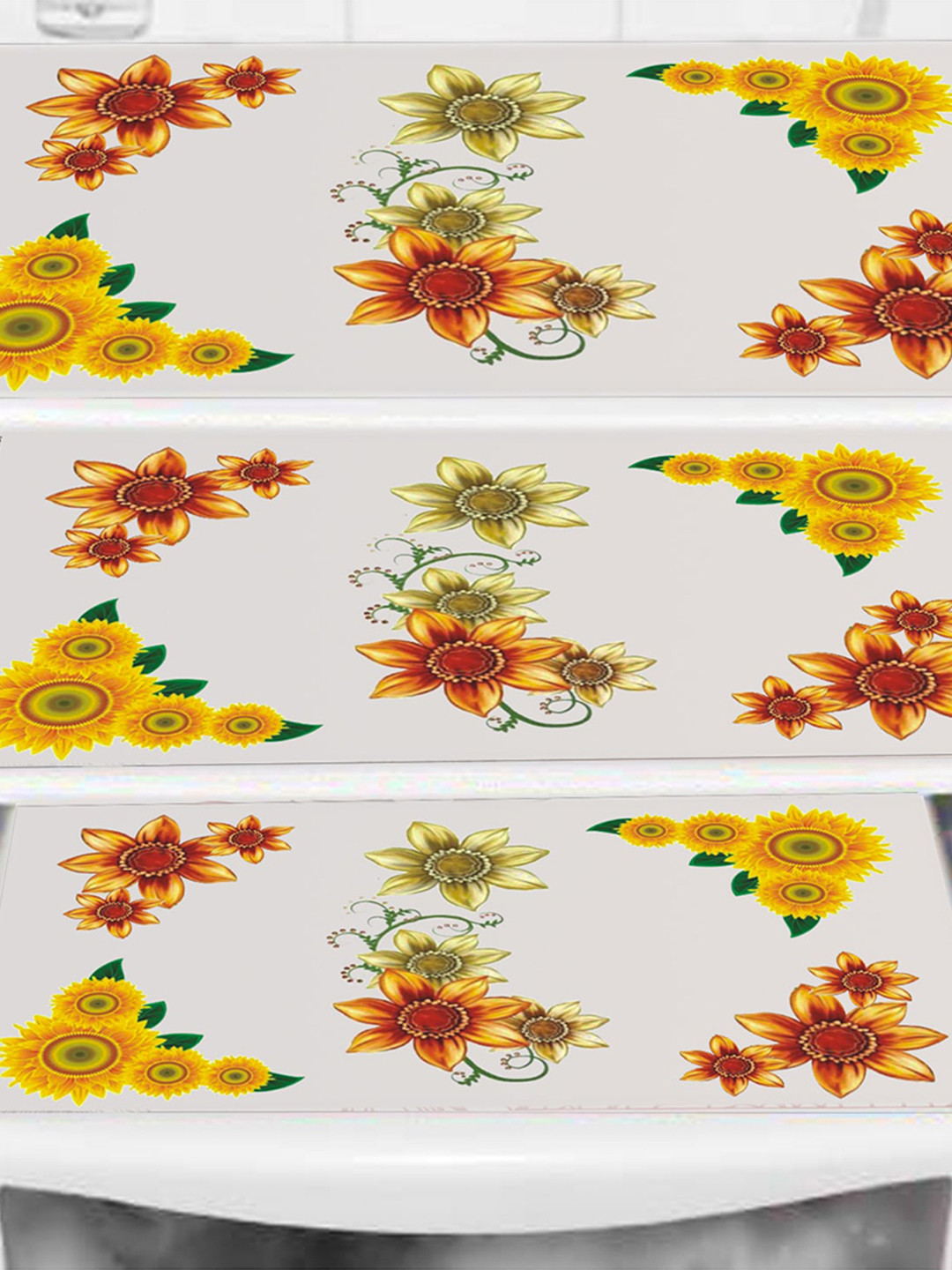 Dakshya Industries 3 Pieces Yellow Printed Refrigerator Cover Combo