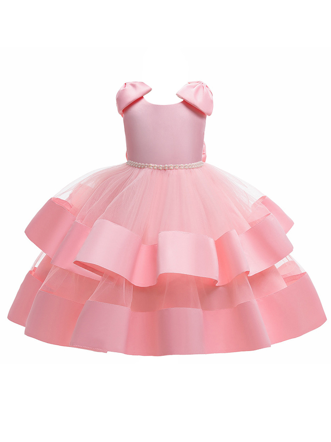 StyleCast Pink Embellished Flared Bow Maxi Dress