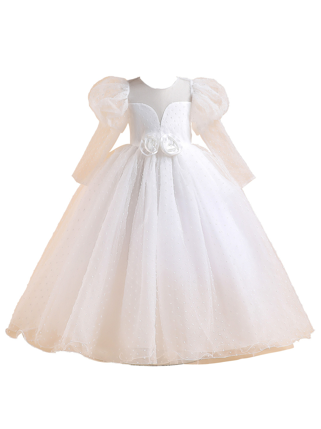StyleCast Girls White Self Design A Line Maxi Dress