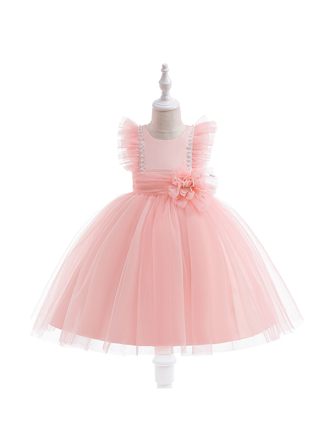 StyleCast Pink Round Neck Sleeveless Fit & Flare Balloon Dress