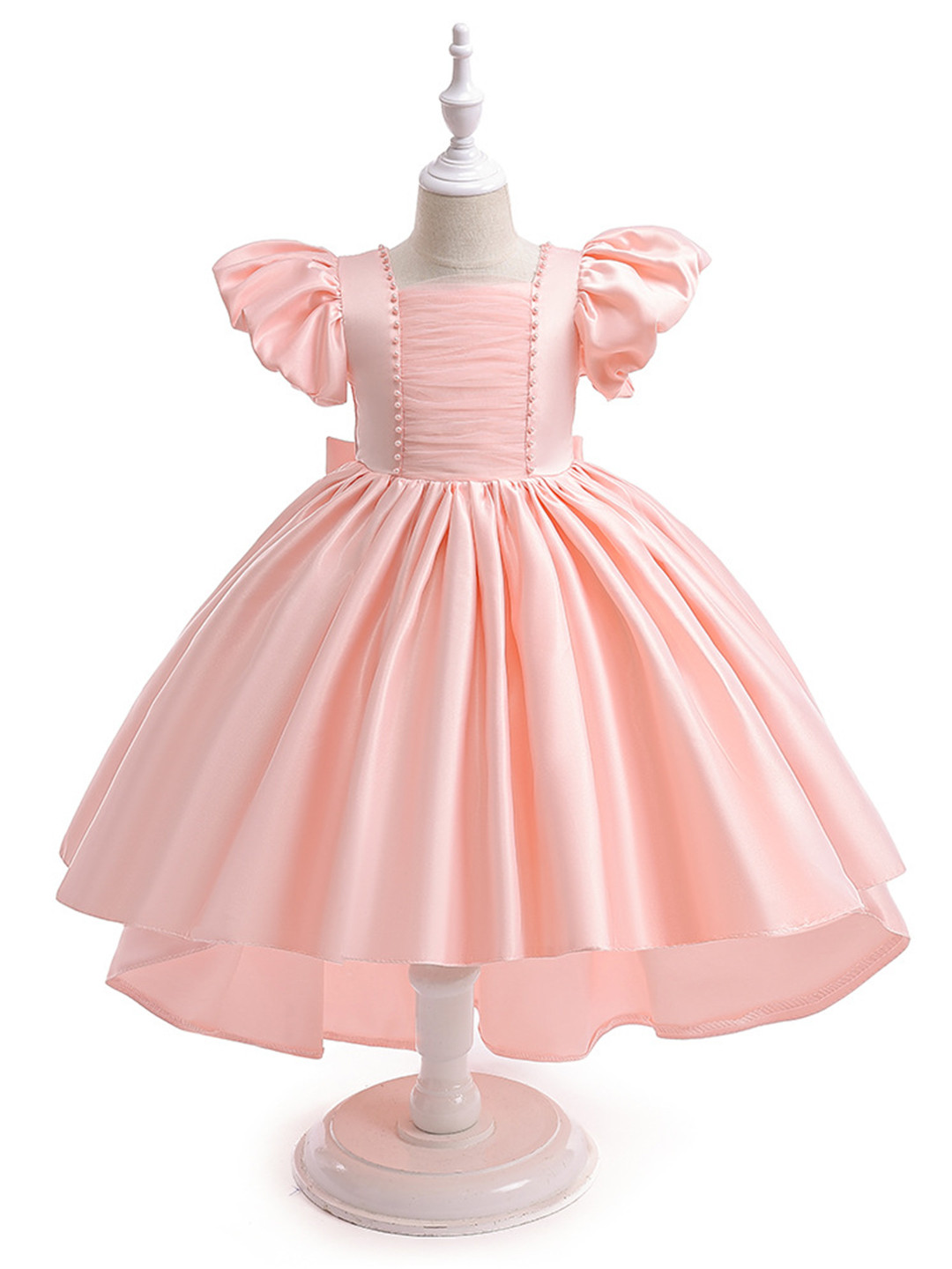 StyleCast Girls Pink Square Neck Flutter Sleeve Fit & Flare Midi Dress