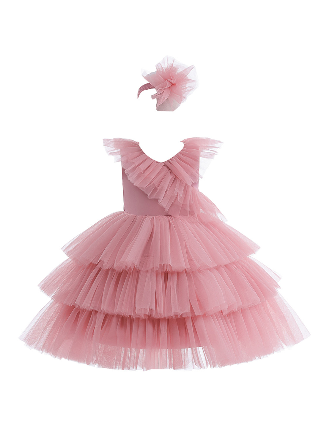StyleCast Girls Pink Layered Fit & Flare Mini Balloon Dress