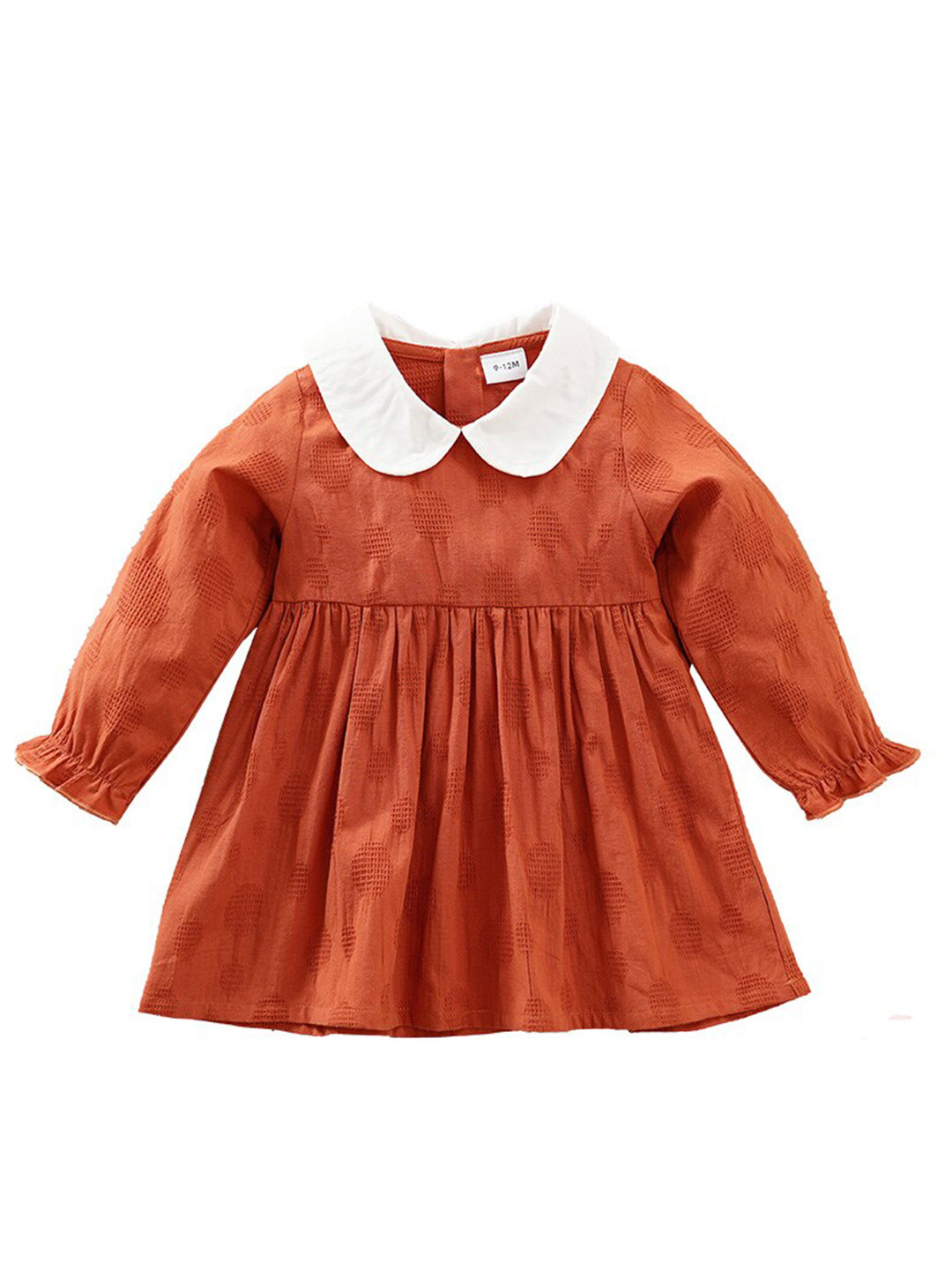 StyleCast Girls Orange Peter Pan Collar Cotton A-Line Dress