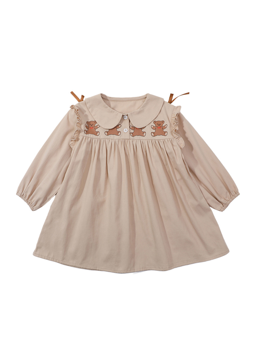 StyleCast Girls Beige Peter Pan Collar Cotton Fit and Flare Dress