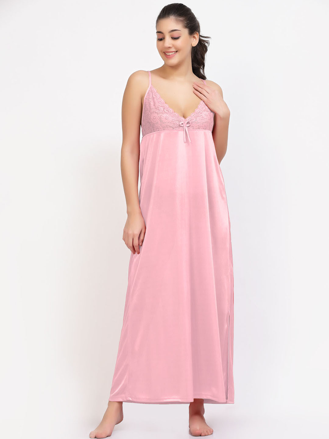 NIGHT KEYS Pack Of 2 Shoulder Straps Satin Robe Maxi Nightdress